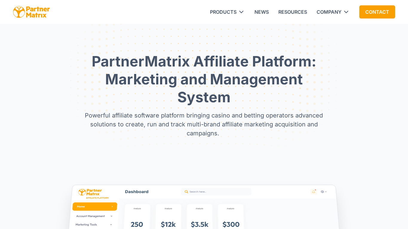 PartnerMatrix affiliate platform interface