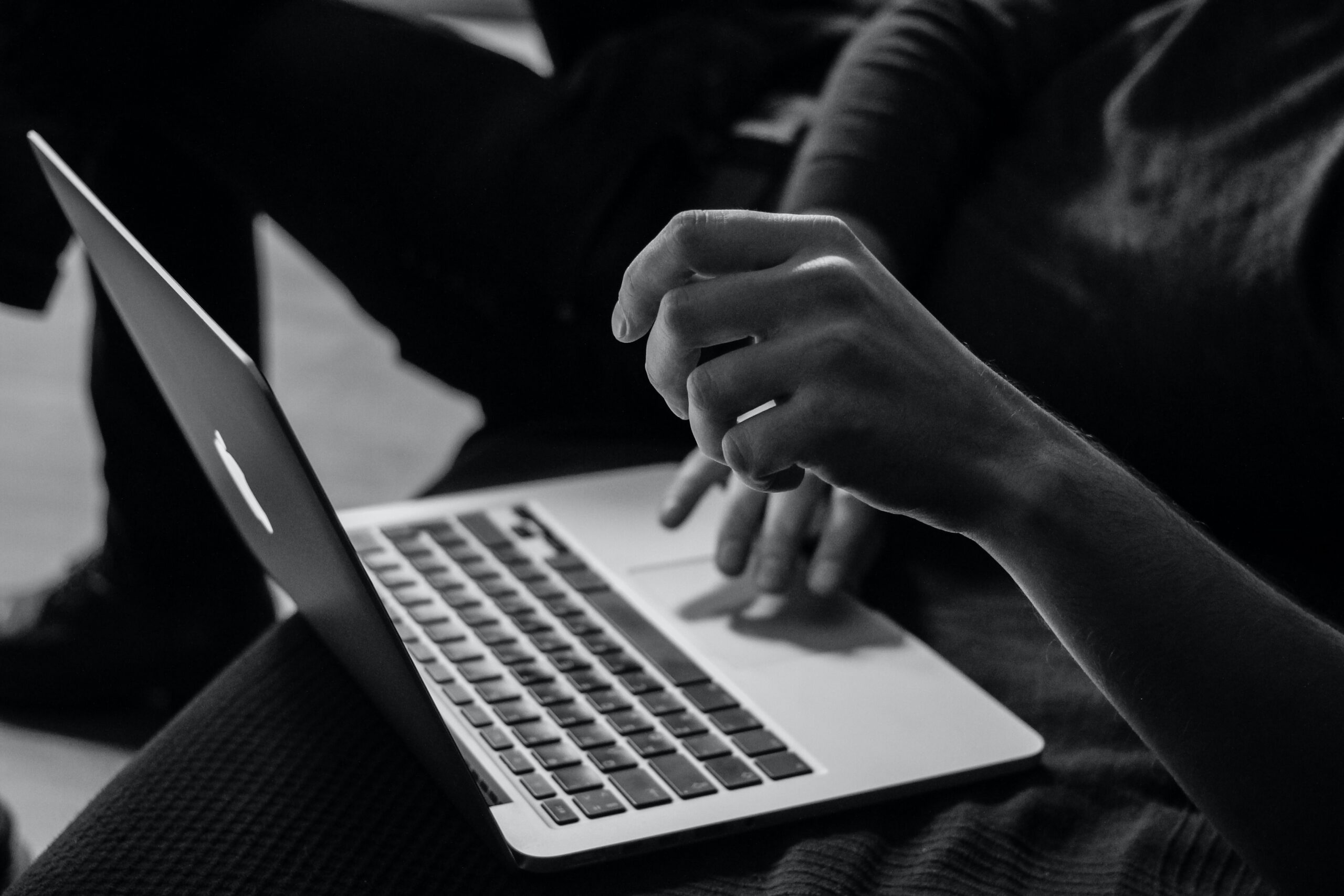 Person using computer laptop