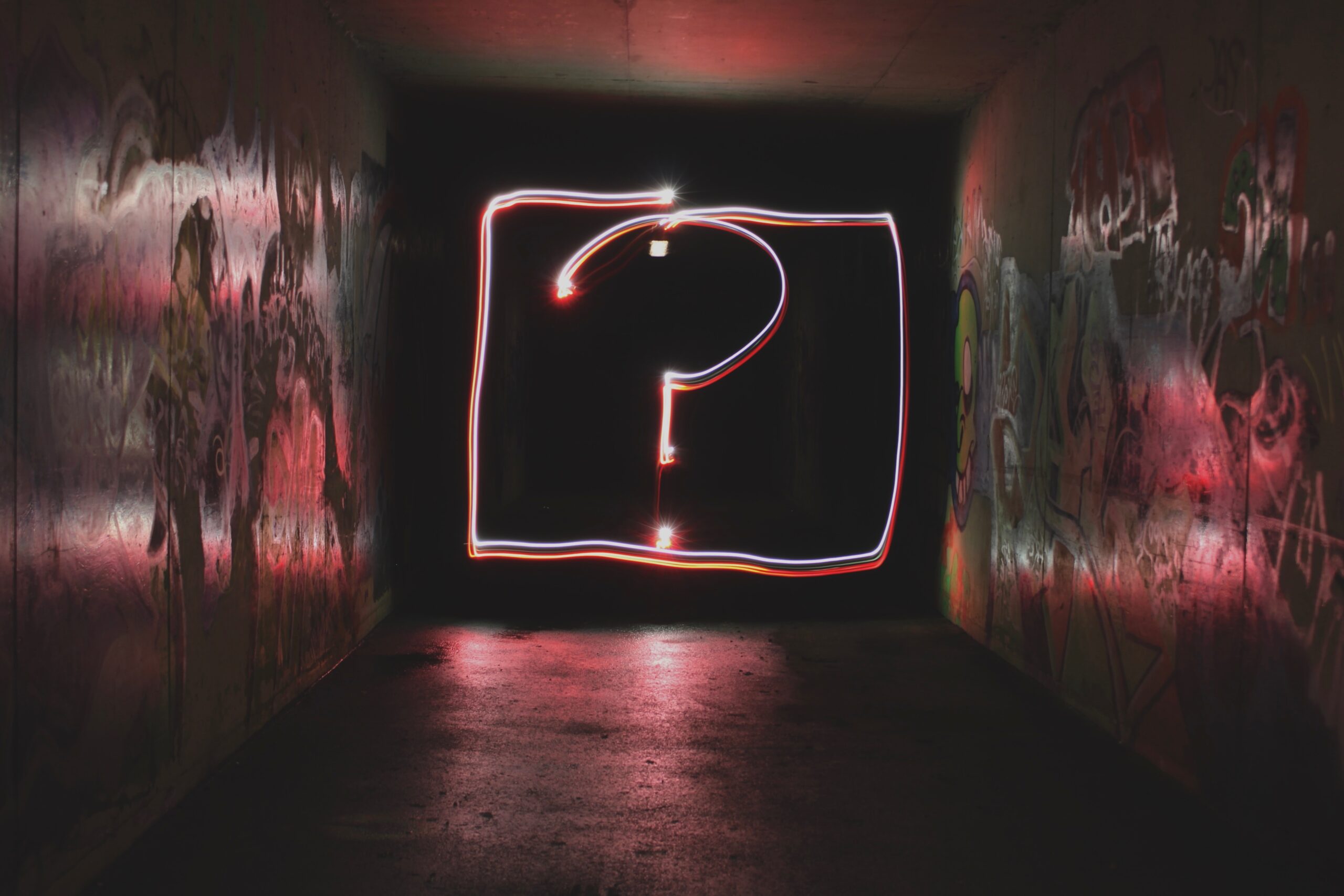 question mark in dark