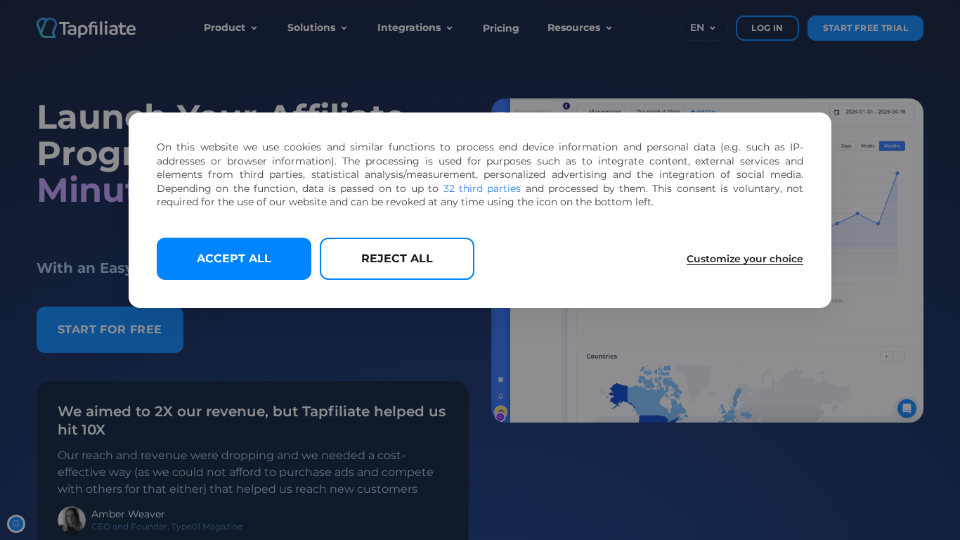 Tapfiliate affiliate dashboard interface