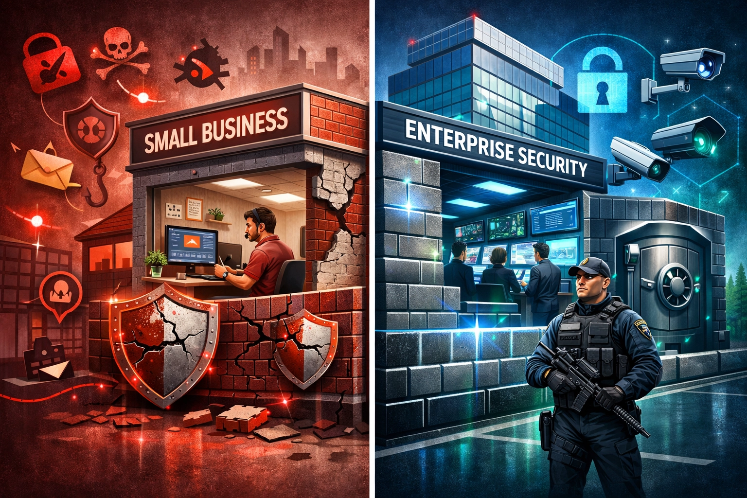 Comparison of weak SMB security defenses versus strong enterprise security infrastructure