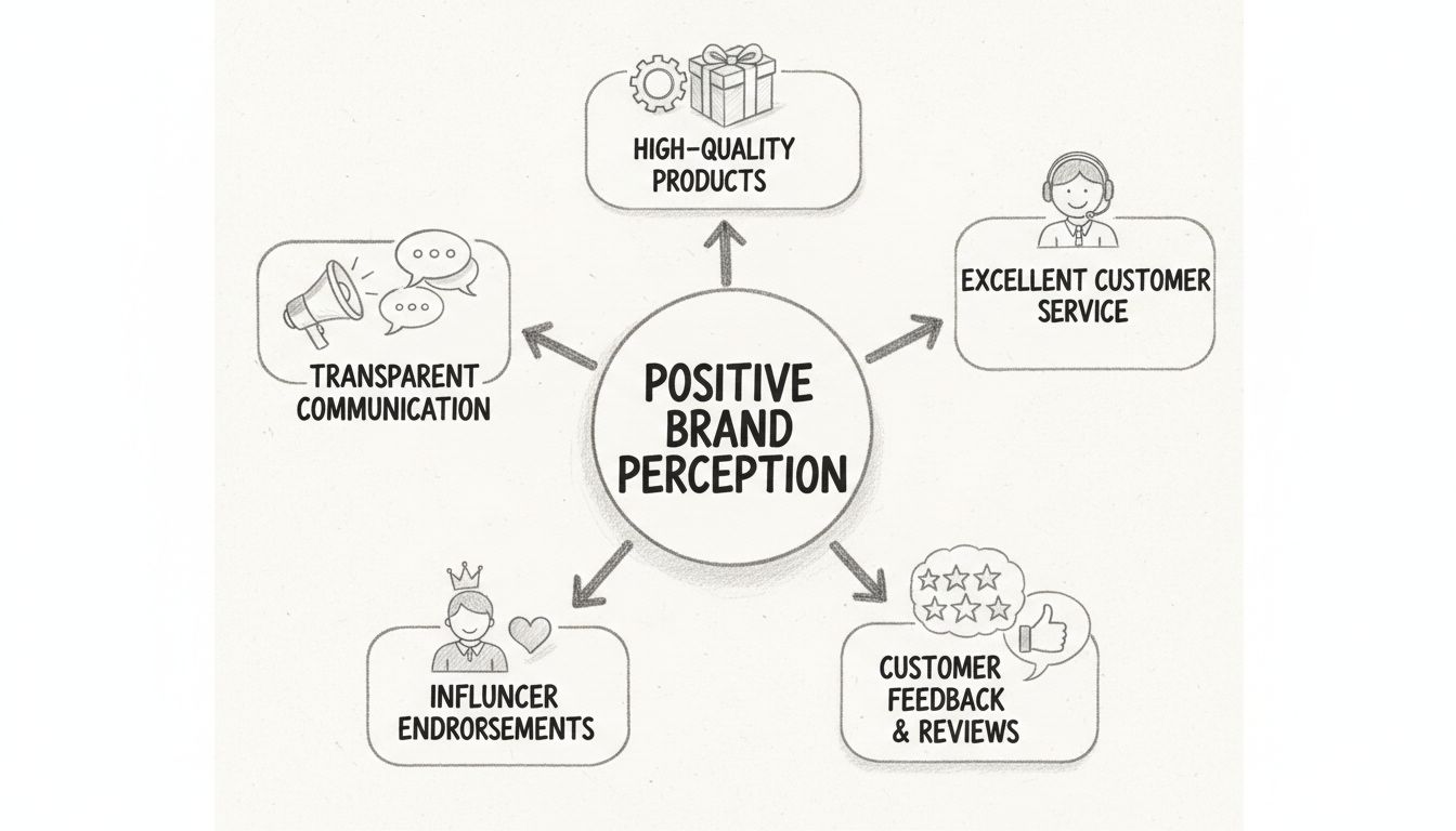 Key pillars of improving consumer perception: quality products, customer service, transparent communication, feedback, and influencer endorsements