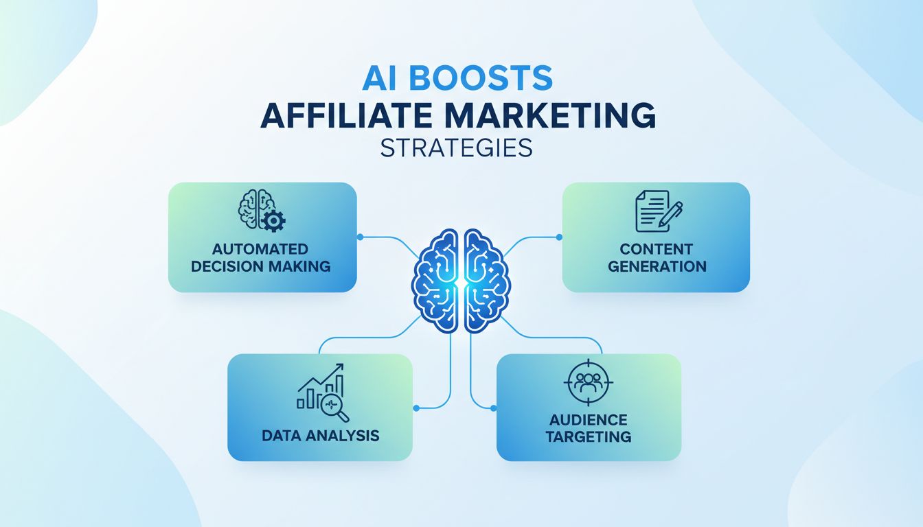 AI improving affiliate marketing strategies through automation, content generation, data analysis, and audience targeting