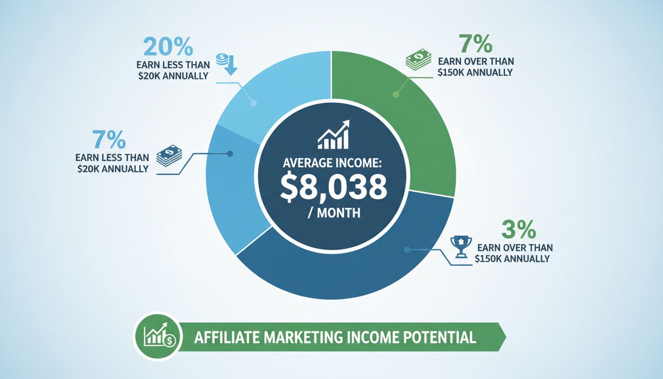 Affiliate marketing income statistics showing earnings distribution and percentages
