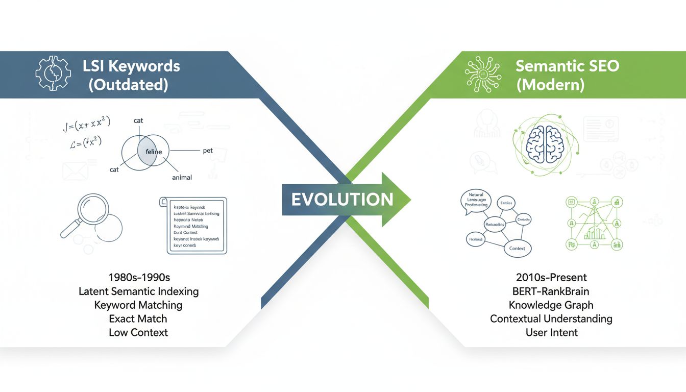 Evolution of Google search algorithms from LSI to modern semantic search with BERT and Knowledge Graph