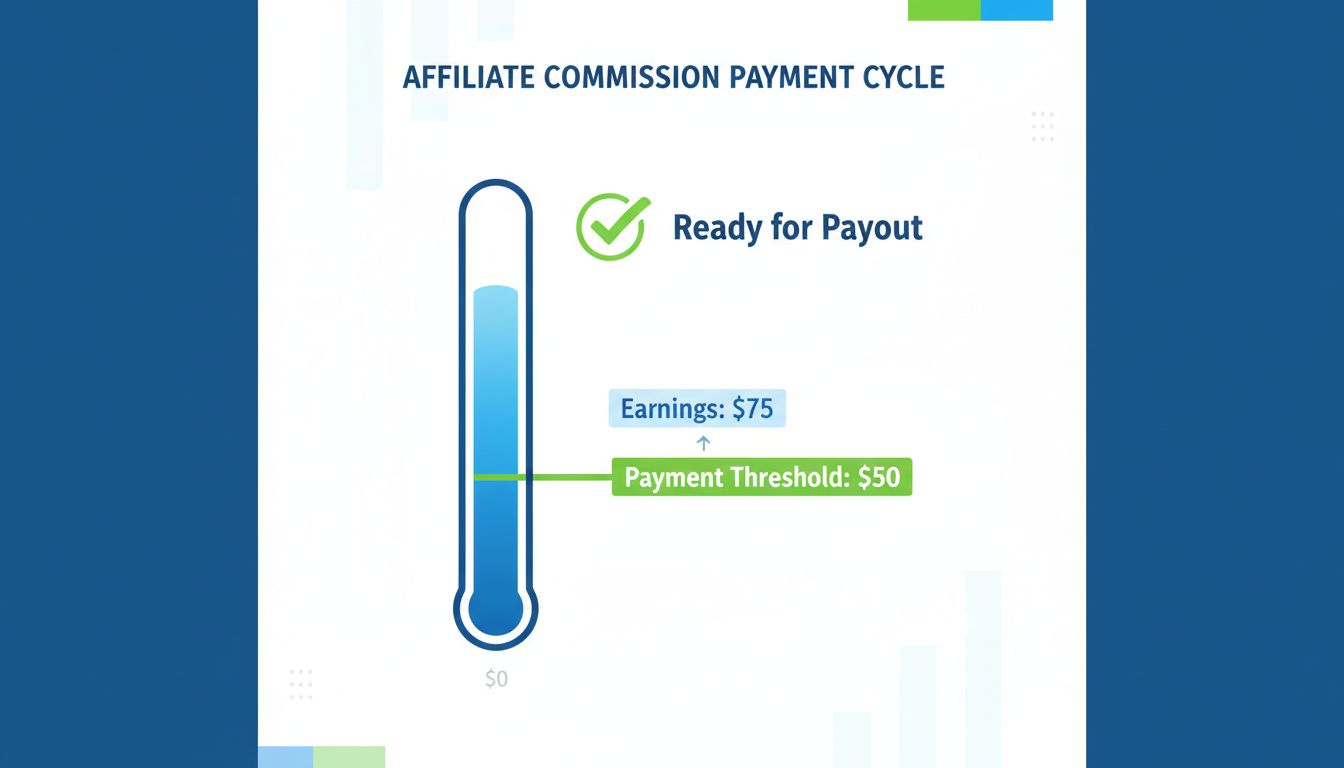Payment threshold infographic showing earnings accumulation and payout readiness